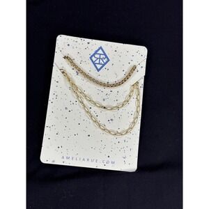 Amelia Rue Multi-Strand Gold Plated Layering Necklace Set NWT